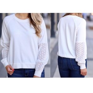 OLIVE & OAK Eyelet Sweater